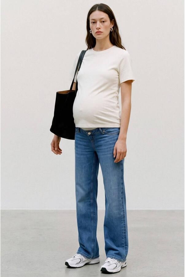 VERO MODA MATERNITY high waist zwangerschaps wide leg jeans medium blue denim Blauw maat 31-32 - Foto 3