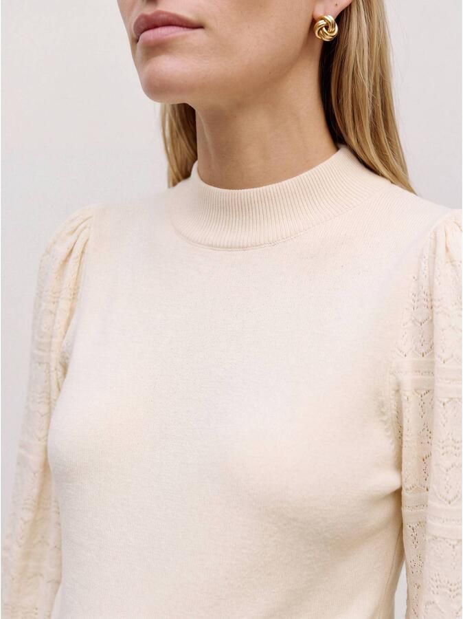 VERO MODA MATERNITY rechtvallende gebreide zwangerschapstrui beige Dames Viscose Opstaande kraag maat XL - Foto 2