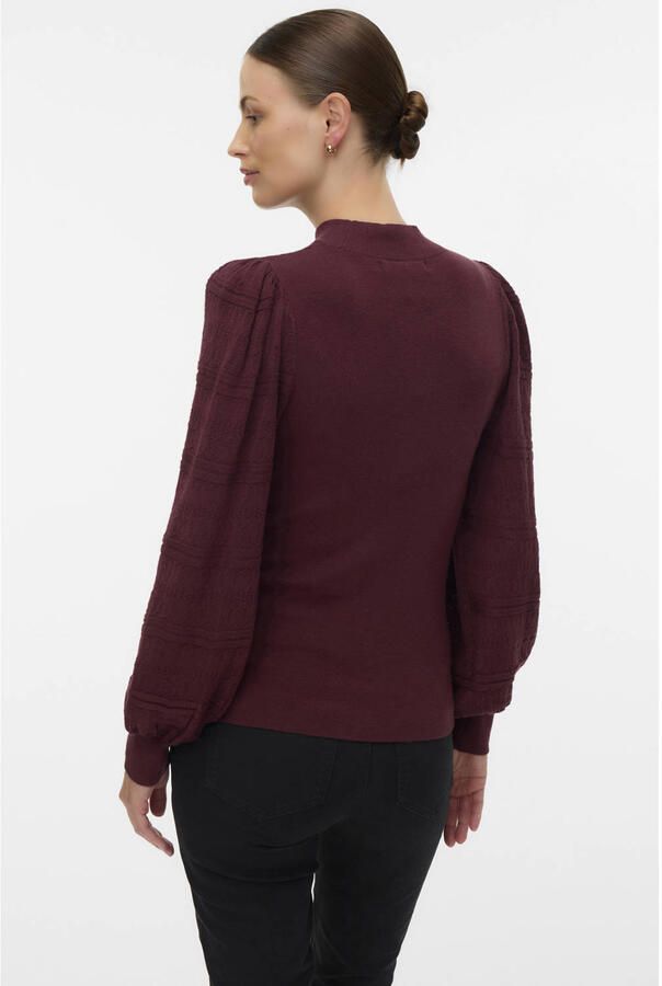 VERO MODA MATERNITY rechtvallende gebreide zwangerschapstrui donkerrood Dames Viscose Opstaande kraag maat XL
