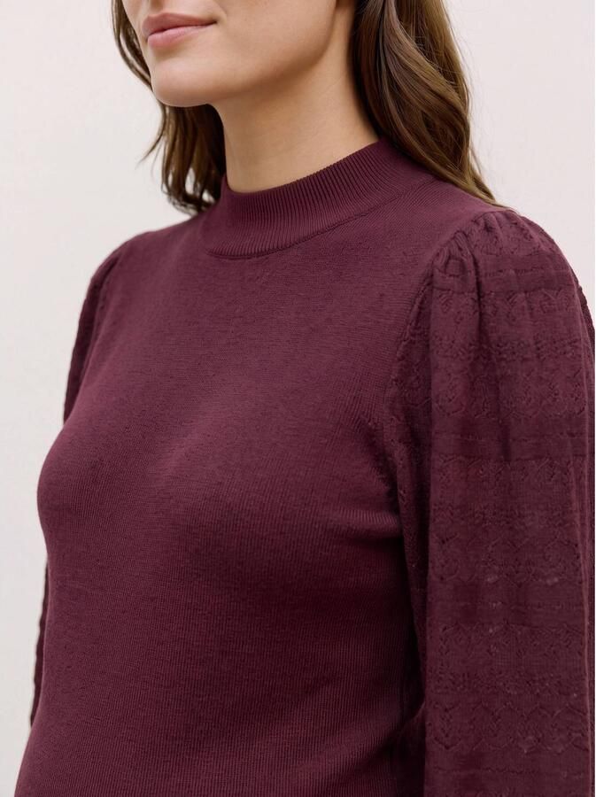 VERO MODA MATERNITY rechtvallende gebreide zwangerschapstrui donkerrood Dames Viscose Opstaande kraag maat XL - Foto 2