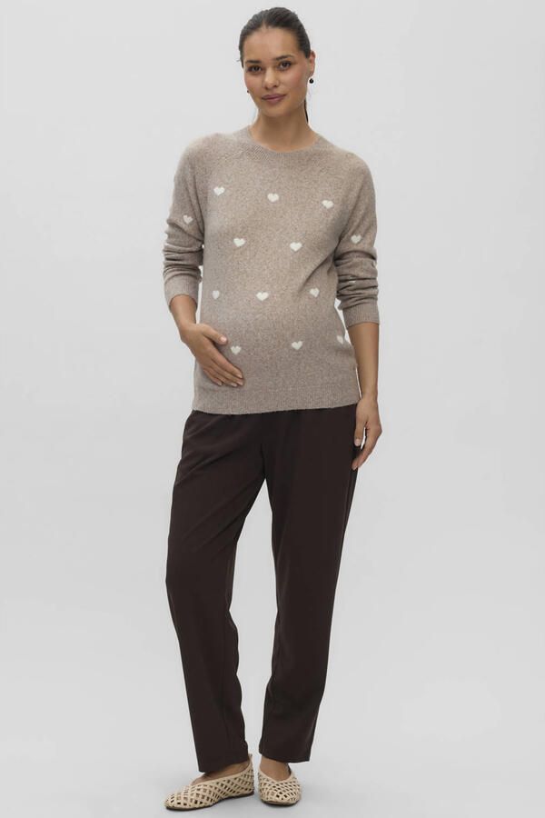 VERO MODA MATERNITY rechtvallende gebreide zwangerschapstrui met hartjes grijs Dames Polyester Ronde hals maat XL - Foto 2