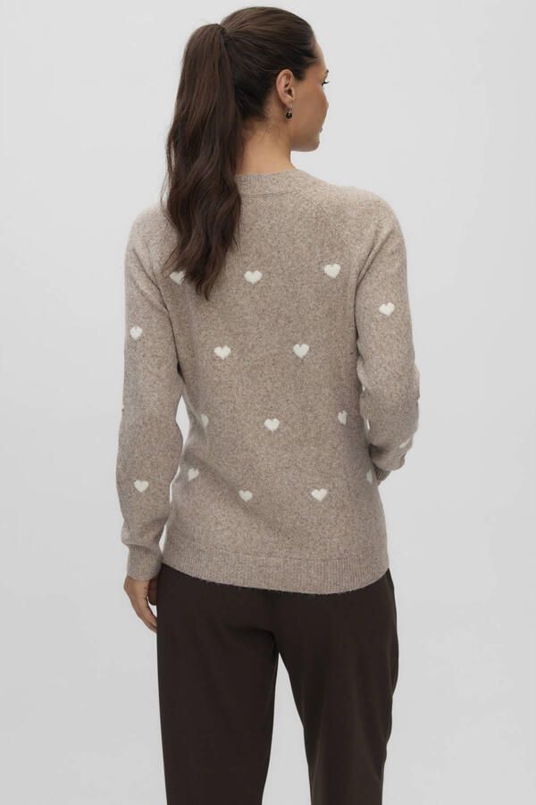 VERO MODA MATERNITY rechtvallende gebreide zwangerschapstrui met hartjes grijs Dames Polyester Ronde hals maat XL - Foto 3