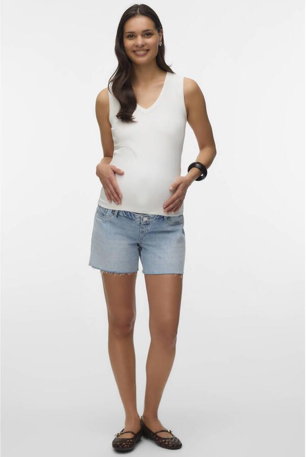 VERO MODA MATERNITY regular high waist zwangerschaps short light blue denim - Foto 2