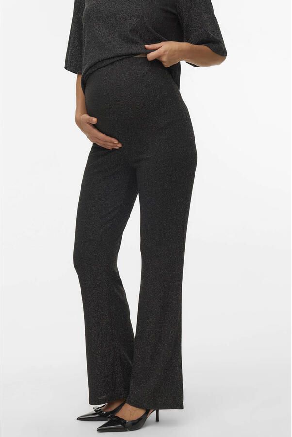 VERO MODA MATERNITY regular zwangerschaps casual broek zwart met glitter