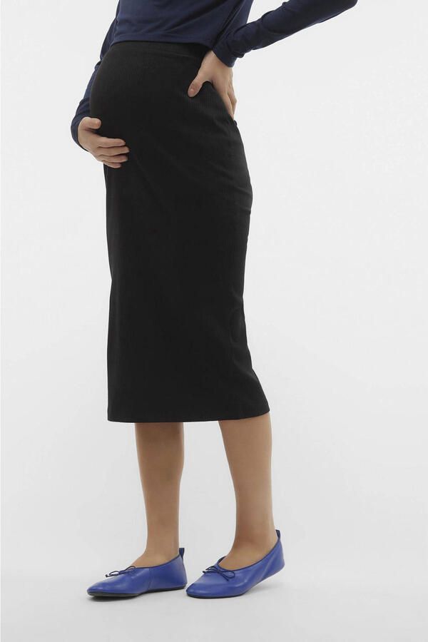 VERO MODA MATERNITY ribgebreide zwangerschapsrok VMMLAVENDER zwart Dames Stretchkatoen XL
