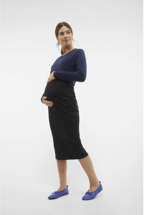 VERO MODA MATERNITY ribgebreide zwangerschapsrok VMMLAVENDER zwart Dames Stretchkatoen XL - Foto 2