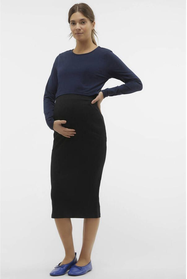 VERO MODA MATERNITY ribgebreide zwangerschapsrok VMMLAVENDER zwart Dames Stretchkatoen XL - Foto 2