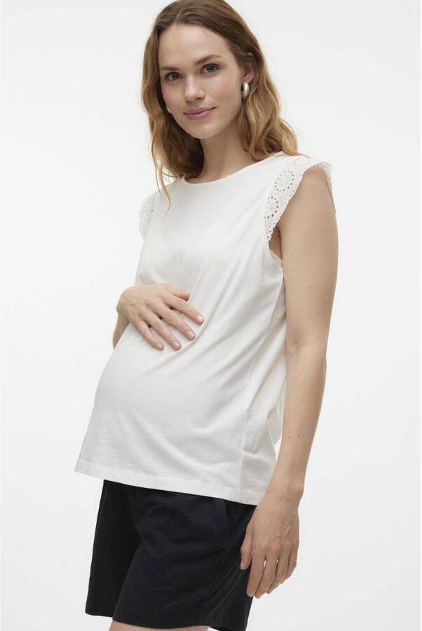 VERO MODA MATERNITY T-shirt VMMEMILY wit Dames Katoen Ronde hals Effen XXL - Foto 2