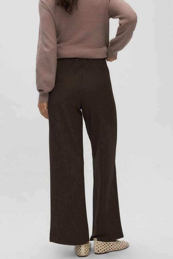 VERO MODA MATERNITY wide leg gestreepte zwangerschapsbroek bruin - Foto 3