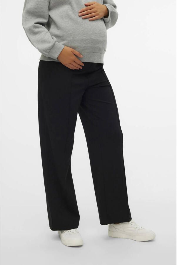 VERO MODA MATERNITY wide leg high waist zwangerschaps casual broek zwart