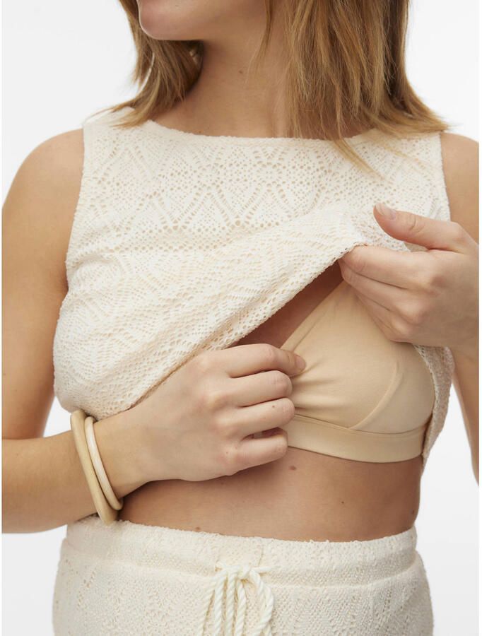 VERO MODA MATERNITY zwangerschaps- en voedings mouwloze top ecru - Foto 2