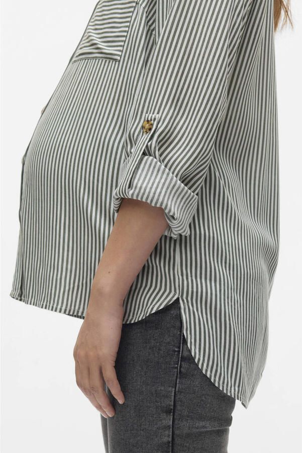 VERO MODA MATERNITY zwangerschaps gestreepte blouse groen wit - Foto 3