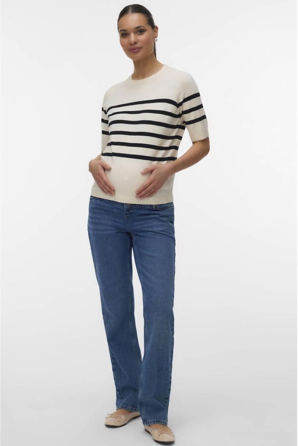 VERO MODA MATERNITY zwangerschaps gestreepte top ecru fijn gebreid - Foto 3