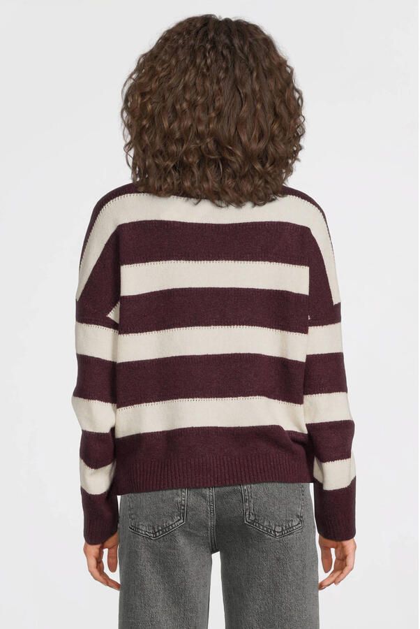 VERO MODA MATERNITY zwangerschaps gestreepte trui donkerrood fijn gebreid - Foto 3