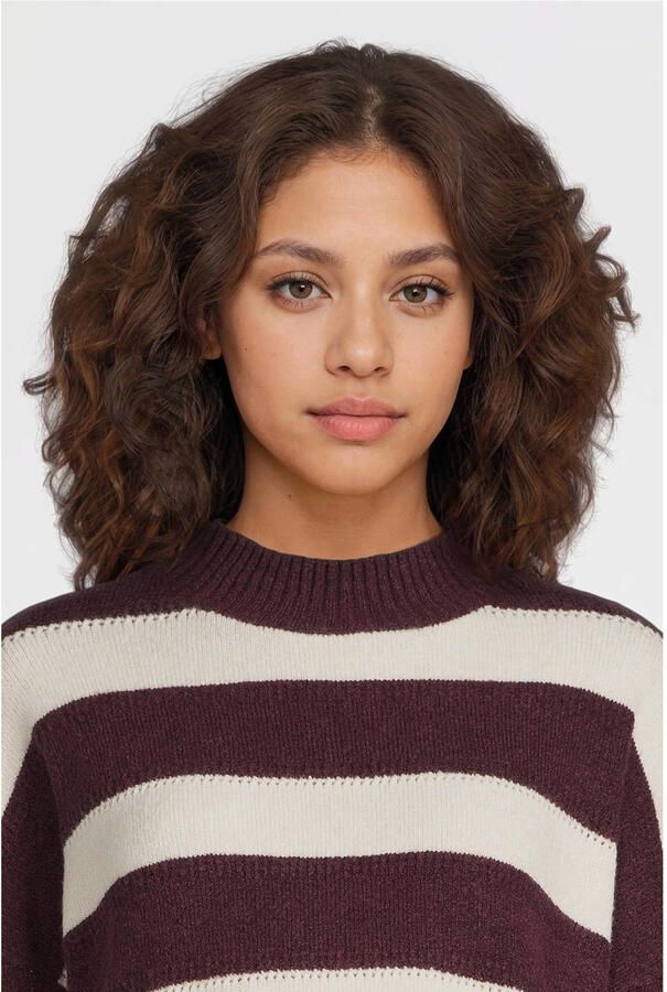 VERO MODA MATERNITY zwangerschaps gestreepte trui donkerrood fijn gebreid - Foto 2