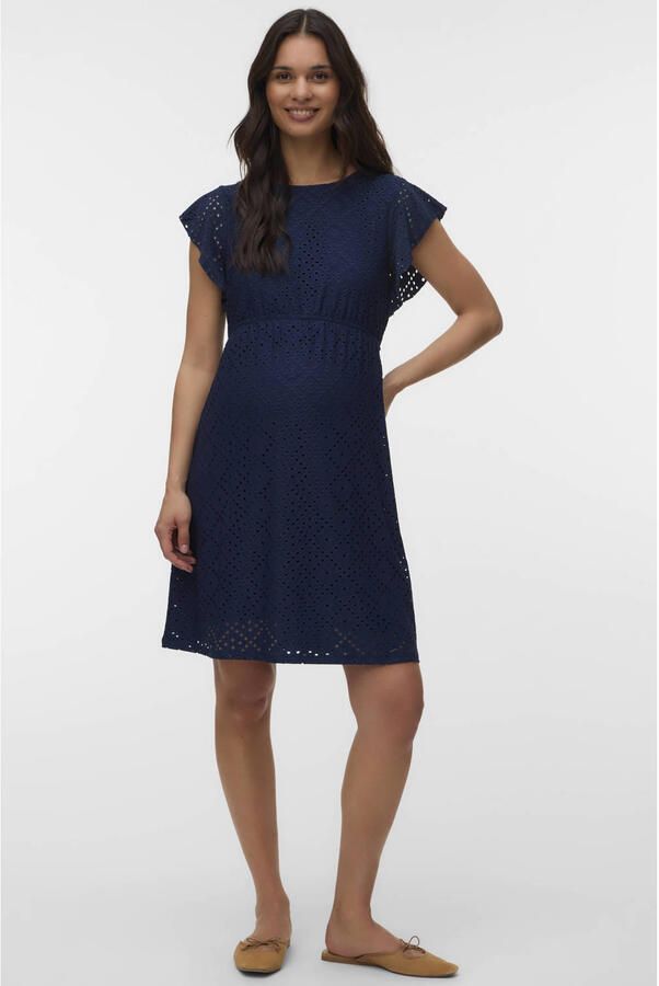 VERO MODA MATERNITY zwangerschaps korte jurk donkerblauw - Foto 3