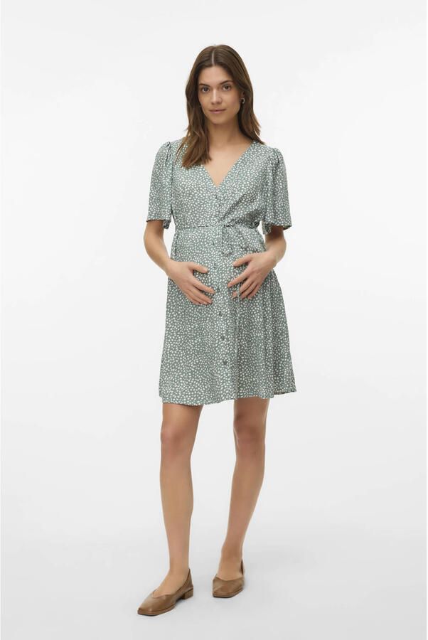 VERO MODA MATERNITY zwangerschaps korte jurk grijsgroen