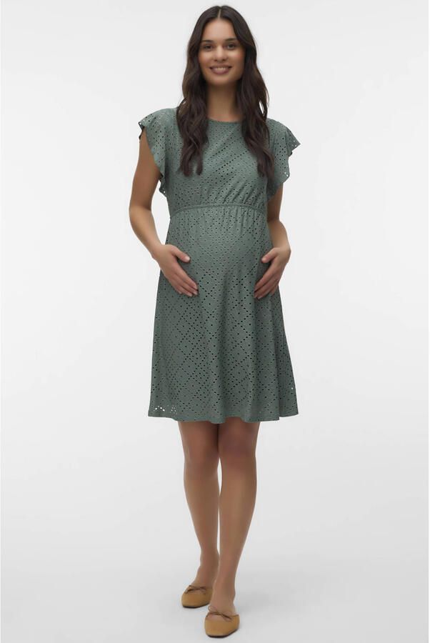 VERO MODA MATERNITY zwangerschaps korte jurk groen