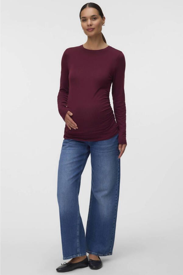 VERO MODA MATERNITY zwangerschaps longsleeve donkerrood - Foto 3