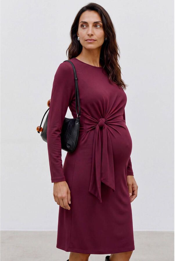 VERO MODA MATERNITY zwangerschaps midi jurk donkerrood