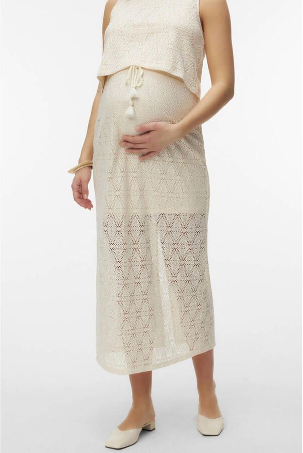 VERO MODA MATERNITY zwangerschaps midi rok ecru