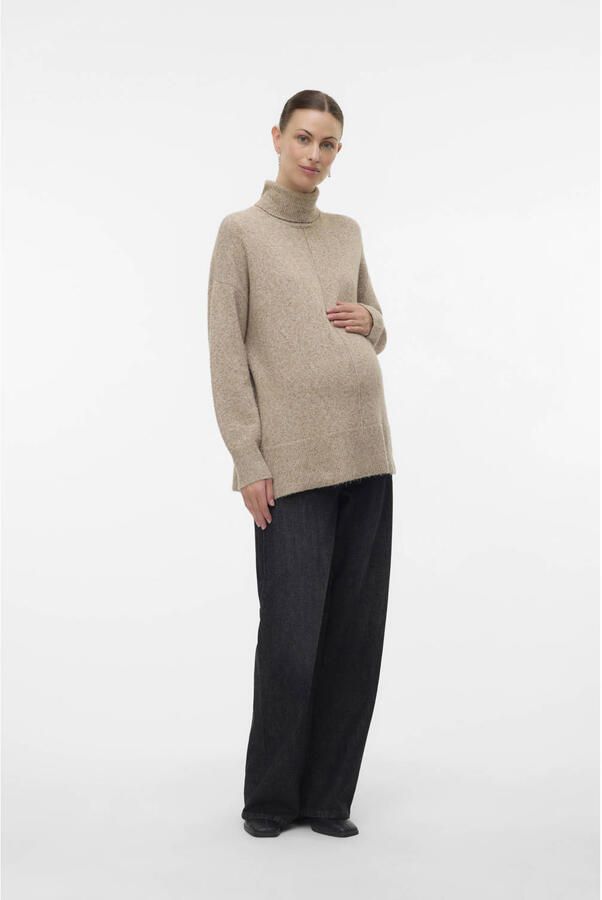 VERO MODA MATERNITY zwangerschaps trui beige gebreid - Foto 2