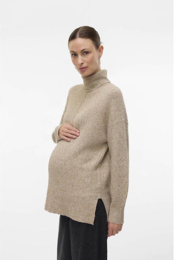 VERO MODA MATERNITY zwangerschaps trui beige gebreid