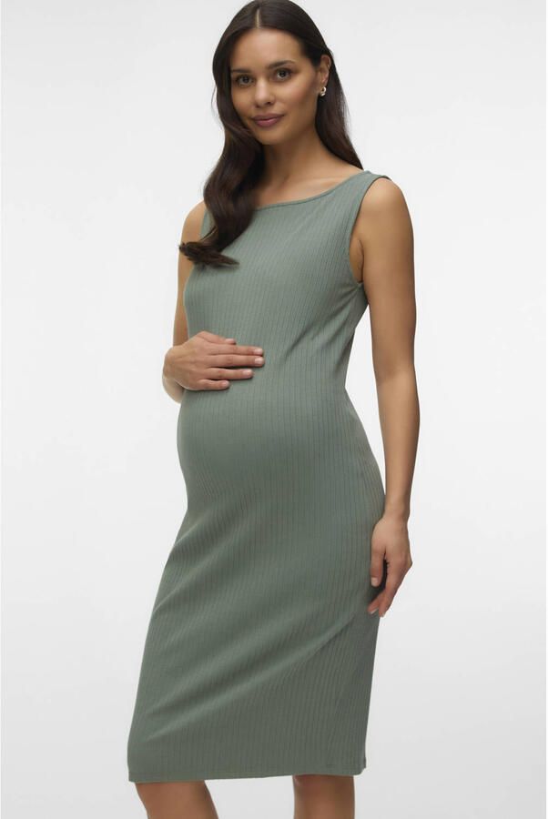 VERO MODA MATERNITY zwangerschaps zomerjurk grijsgroen