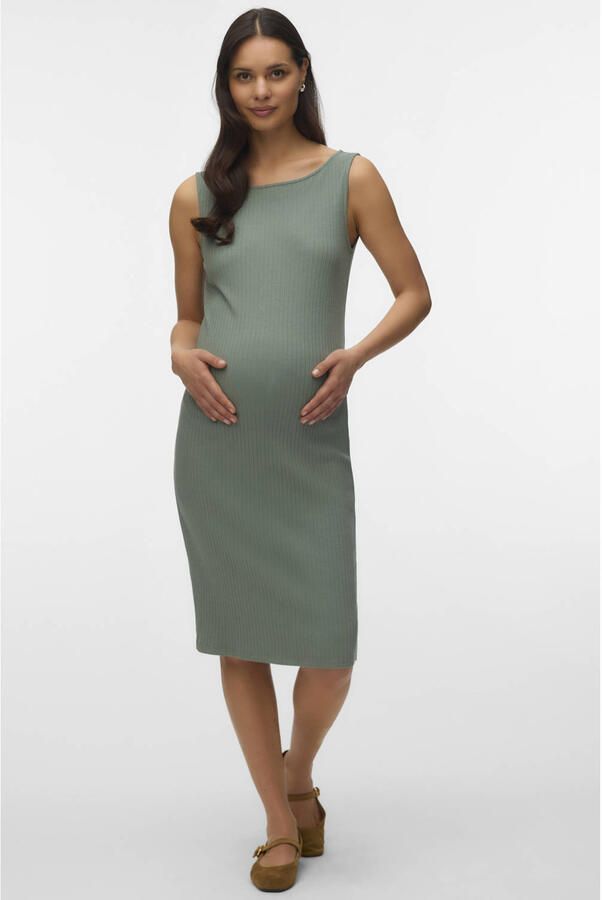 VERO MODA MATERNITY zwangerschaps zomerjurk grijsgroen - Foto 3