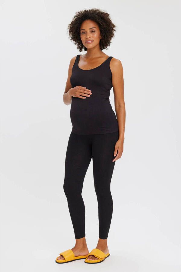 VERO MODA MATERNITY zwangerschaps- en voedingssinglet VMMISA zwart Dames Polyamide Ronde hals