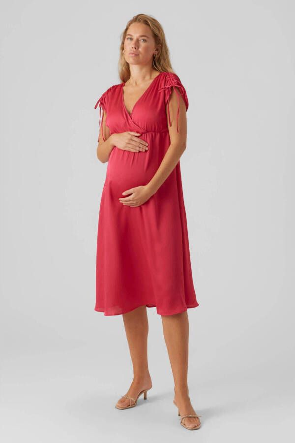 VERO MODA MATERNITY zwangerschapsjurk VMMHEART roze Dames Polyester V-hals XL