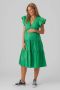 VERO MODA MATERNITY zwangerschapsjurk VMMJARLOTTE met volant groen Dames Katoen V-hals XL - Thumbnail 1