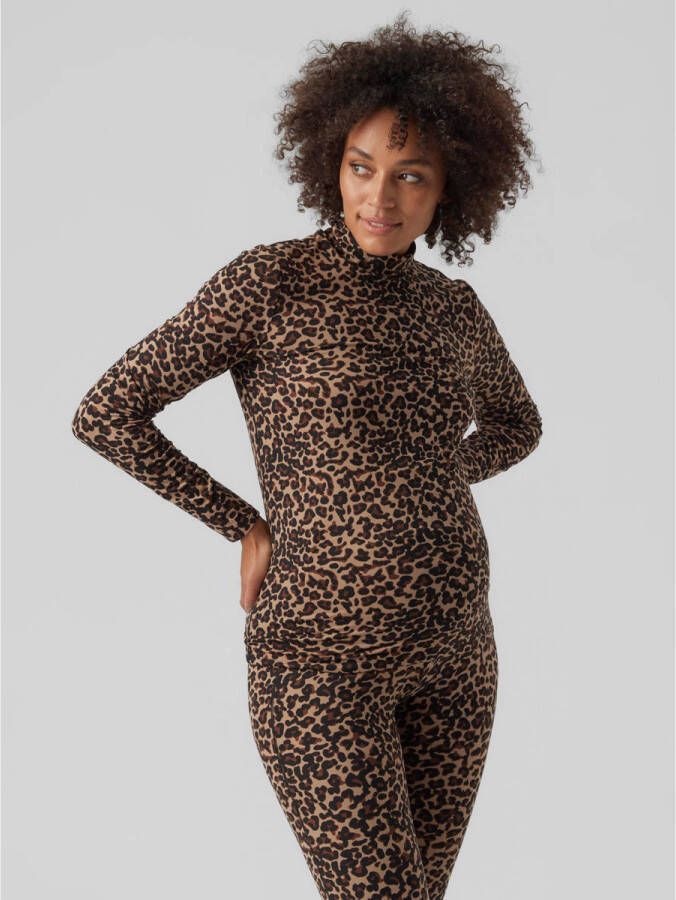 VERO MODA MATERNITY zwangerschapstop VMMINA met panterprint bruin zwart