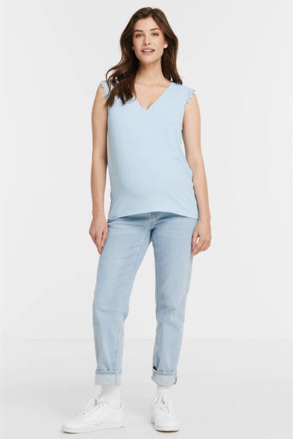 VERO MODA MATERNITY zwangerschapstop VMMNANNA met kant lichtblauw