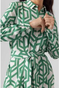 VERO MODA maxi blousejurk VMJENNY met grafische print en ceintuur groen wit