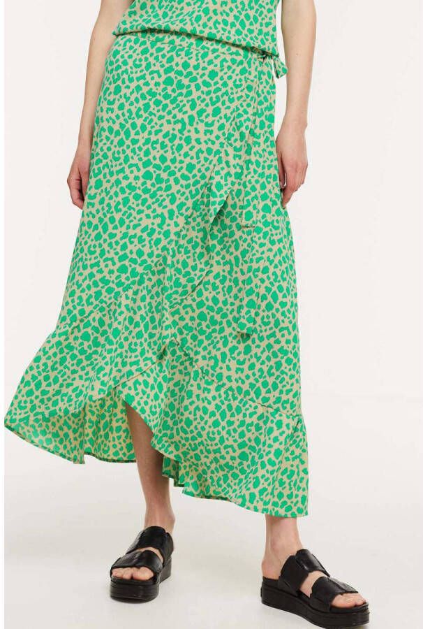 VERO MODA rok VMSAGA van gerecycled polyester groen beige
