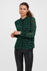 VERO MODA semi-transparante geweven blouse VMNINI van gerecycled polyester zwart groen wit