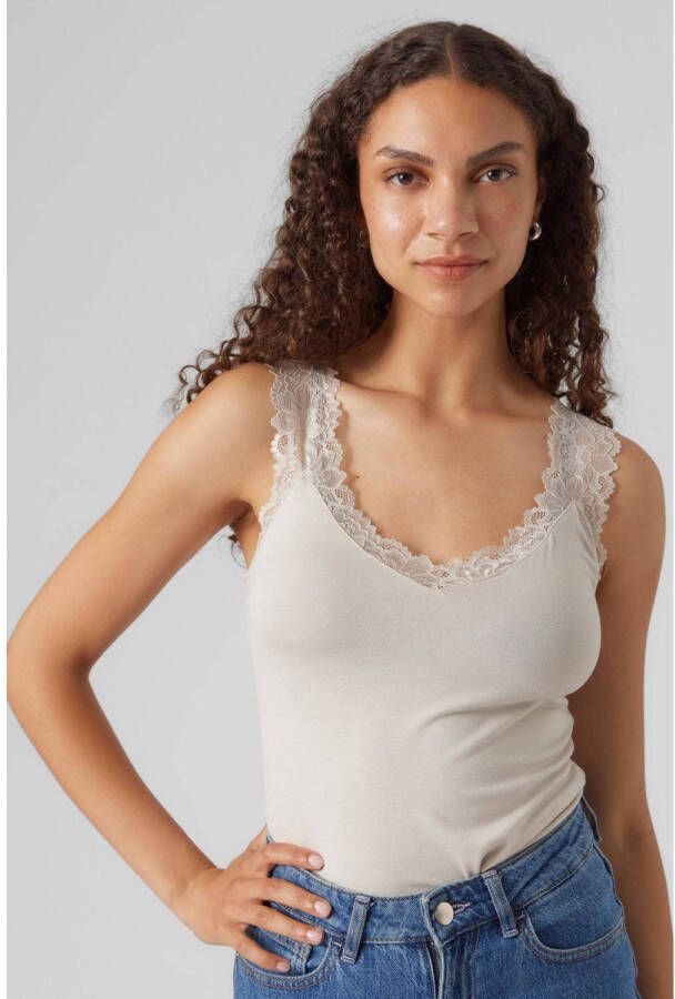 VERO MODA singlet VMROSA met kant ecru