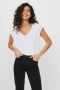 Vero Moda Polyester Blend V-Hals T-Shirt Wit Dames - Thumbnail 1