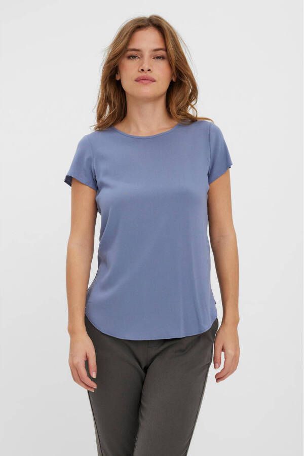 Vero Moda Dames-T-shirt Vmbecca Plain Blauw Dames