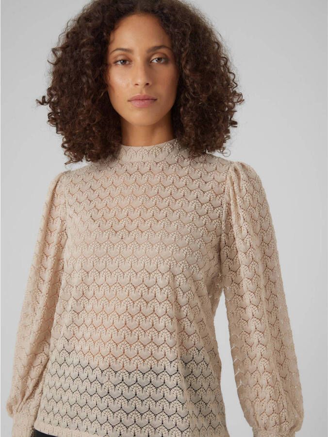 Vero Moda Shirt met lange mouwen VMBECCA LS HIGH NECK LACE TOP JRS NOOS