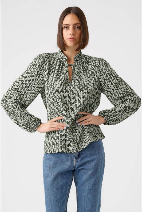 VERO MODA top VMNYA met all over print groen zwart