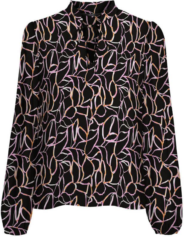 VERO MODA top VMNYA met all over print zwart oranje roze