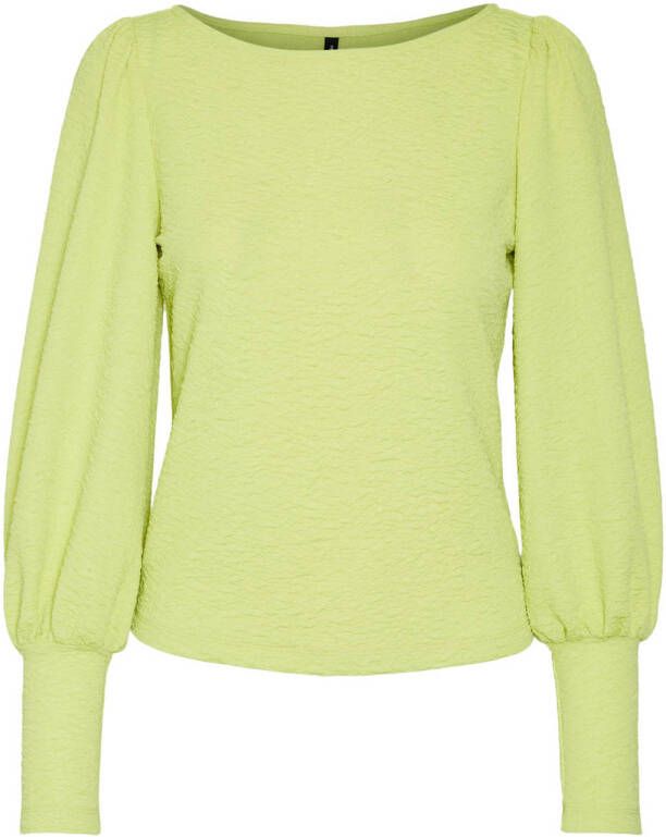 VERO MODA top VMVIBE met textuur limegroen