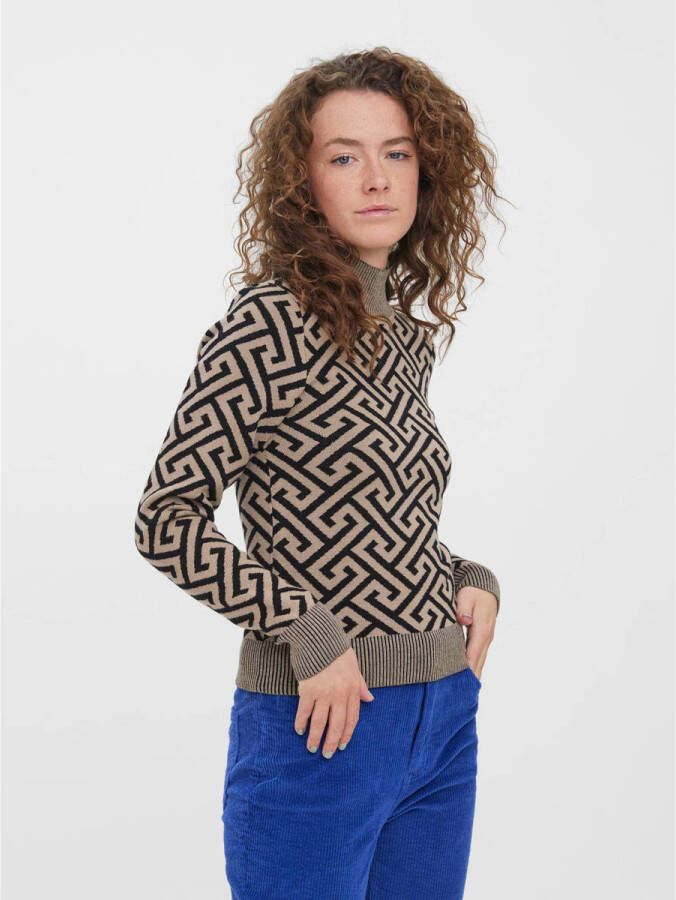 VERO MODA trui VMARIA met all over print zand zwart