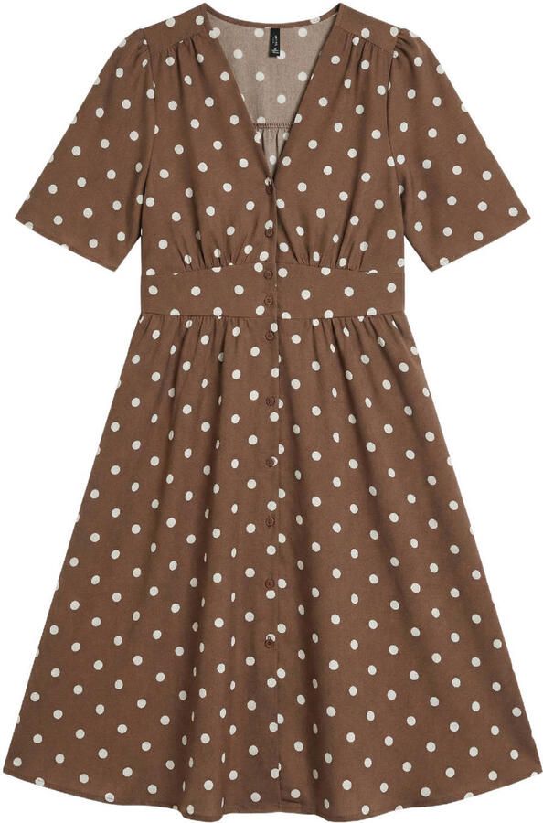 VERO MODA A-lijn jurk met stippen bruin - Foto 3