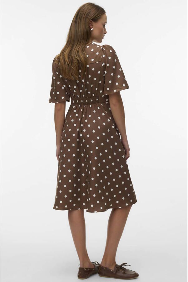 VERO MODA A-lijn jurk met stippen bruin - Foto 2