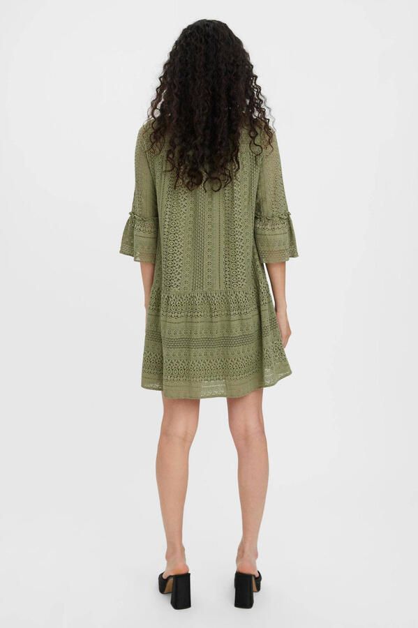 VERO MODA A-lijn jurk VMHONEY met kant groen - Foto 3