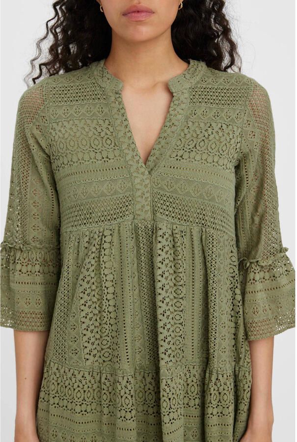 VERO MODA A-lijn jurk VMHONEY met kant groen - Foto 2