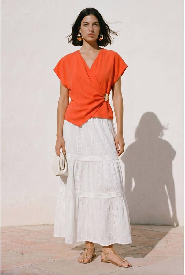 VERO MODA A-lijn rok broderie ecru - Foto 2